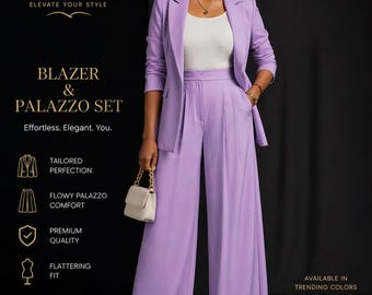 Women's Blazer and Palazzo Pants Set – Elegant Wide Leg Suit