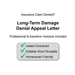 Carta de apelación de reclamo de seguro por daños a largo plazo / Respuesta a la denegación del seguro de propietarios
