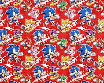Sonic the Hedgehog Faux Leather Sheets, Crafts Supplies for Earring Hair Bows Jewelry Making, Synthetic Leather, Printed Faux Leather