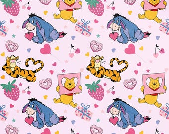 Winnie the Pooh Faux Leather Sheets, Crafts Supplies for Earring Hair Bows Jewelry Making, Synthetic Leather, Printed Faux Leather