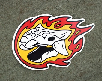 Ankylosaurus Flaming Dinosaur Skull Sticker | Dinosaur laptop sticker | Dinosaur Gift | Vinyl Dinosaur Decal