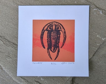 Little Trilobite Silkscreen Print | Fossil Art | Paleontology Wall Art | Invertebrate Fossils Screen Print | Pop Art Fossil Print