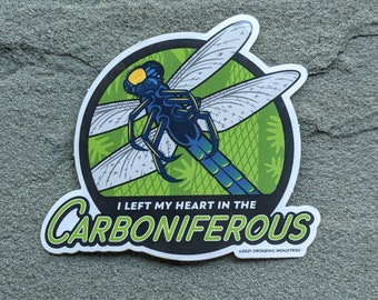 I Left My Heart in the Carboniferous | Insect Paleontology sticker | Science Geek Gift | Fossil Laptop Decal