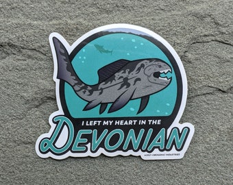 I Left My Heart in the Devonian | Dunkleosteus Paleontology sticker | Science Geek Gift | Fossil Laptop Decal