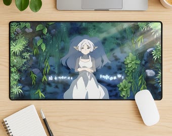 Frieren Mouse Pad, Anime Fantasy Desk Mat, Calm Aesthetic Mousepad, Soft Anime Desk Setup, Cozy Fantasy Desk Mat, Gamer Gift