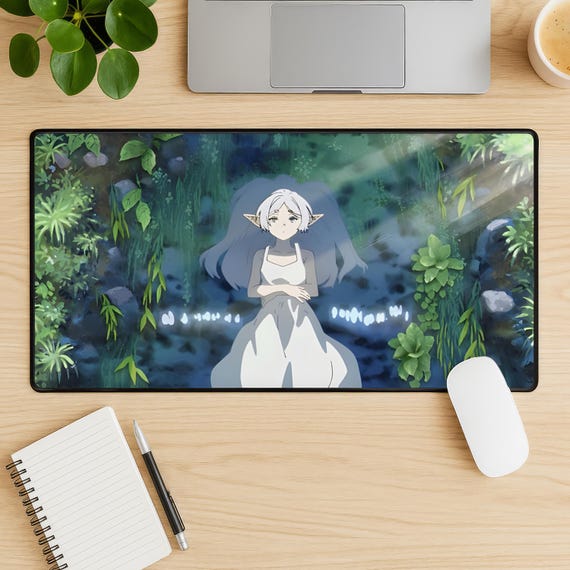 Frieren Mouse Pad, Anime Fantasy Desk Mat, Calm Aesthetic Mousepad, Soft Anime Desk Setup, Cozy Fantasy Desk Mat, Gamer Gift
