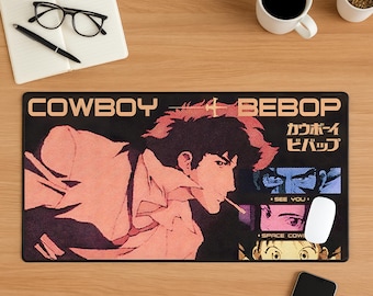 Cowboy Bebop Mouse Pad, Space Anime Desk Mat, Retro Sci Fi Mousepad, Spike Spiegel Aesthetic Setup, Anime Gamer Desk Decor