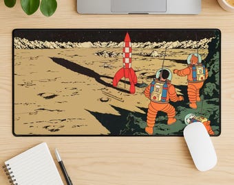 The Adventures of Tintin Mouse Pad, Classic Comic Gaming Desk Mat, Stitched Edge Mousepad, Vintage Cartoon Desk Pad, Gift for Fans