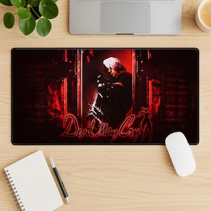 Devil May Cry Mouse Pad, Anime Action Desk Mat, Dark Aesthetic Mousepad, Gaming Desk Setup, Demon Hunter Desk Mat, Gamer Gift