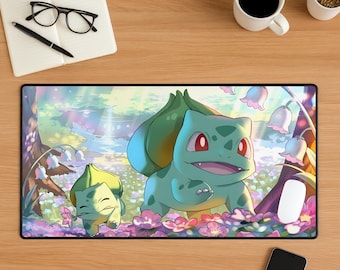 Bulbasaur Mouse Pad, Cute Plant Desk Mat, Green Aesthetic Mousepad, Cozy Nature Desk Setup, Kawaii Gaming Desk Mat, Gift for Her