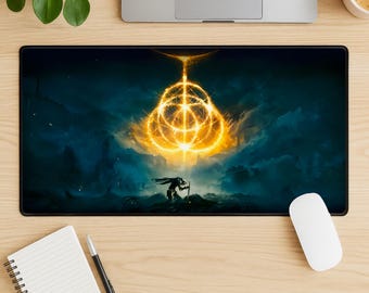 Alfombrilla de ratón Elden Ring, tapete de escritorio de fantasía oscura, alfombrilla de ratón para juegos de rol, configuración de escritorio con estética gótica, tapete de escritorio de fantasía, regalo para gamers