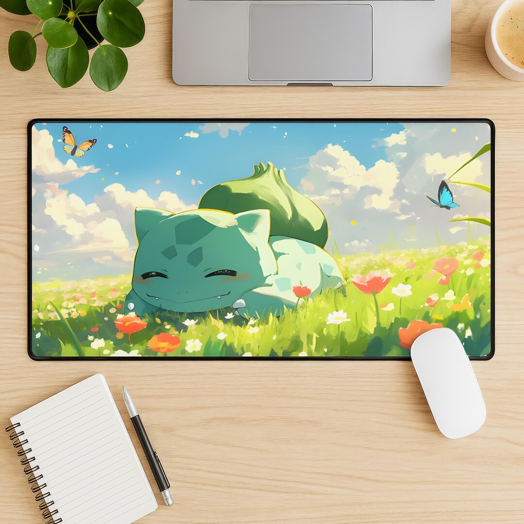 Bulbasaur Mouse Pad, Cute Plant Pokemon Desk Mat, Green Aesthetic ...