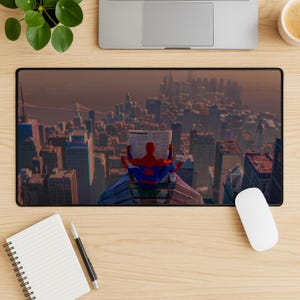 Spider Man Mouse Pad, Marvel Superhero Gaming Desk Mat, Web Slinger Extended Desk Pad, Stitched Edge Non Slip Gift