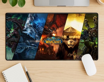 World of Warcraft Mouse Pad, WoW Gaming Desk Mat, Stitched Edge Mousepad, MMO Desk Pad, Gift for Warcraft Fans