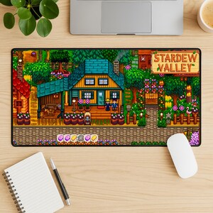 Stardew Valley Mouse Pad, Cozy Farm Desk Mat, Pixel Aesthetic Mousepad, Cottagecore Desk Setup, Cute Gaming Desk Mat, Cozy Desk Decor image 1