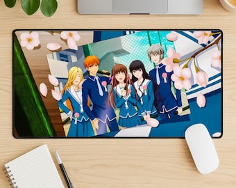Obstkorb Mauspad, süße Anime Schreibtischmatte, weiches ästhetisches Mousepad, Kawaii Schreibtisch Einrichtung, Pastell Anime Schreibtischmatte, gemütliche Schreibtischdekoration