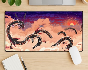 Rayquaza Mouse Pad, Dragon Anime Desk Mat, Green Aesthetic Mousepad, Sky Dragon Desk Setup, Anime Gaming Mouse Pad, Gamer Gift