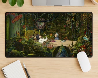 Podkładka pod mysz „Ruchomy Zamek Hauru”, podkładka pod biurko do gier Studio Ghibli, rozszerzona podkładka na biurko z motywem fantasy anime, przeszywane krawędzie, antypoślizgowy prezent