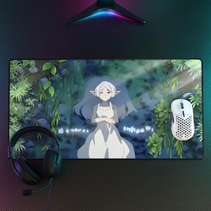 Podkładka pod mysz Frieren, podkładka na biurko w stylu anime fantasy, estetyczna podkładka pod mysz w spokojnym stylu, miękka podkładka na biurko w stylu anime, wygodna podkładka na biurko w stylu fantasy, prezent dla gracza zdjęcie 3