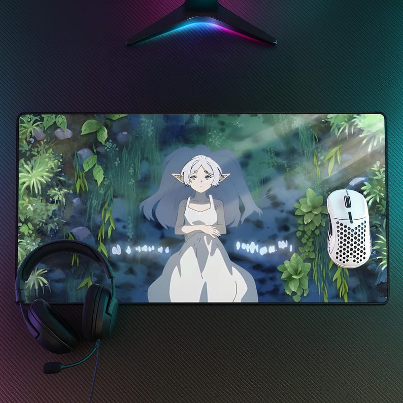 Podkładka pod mysz Frieren, podkładka na biurko w stylu anime fantasy, estetyczna podkładka pod mysz w spokojnym stylu, miękka podkładka na biurko w stylu anime, wygodna podkładka na biurko w stylu fantasy, prezent dla gracza zdjęcie 3