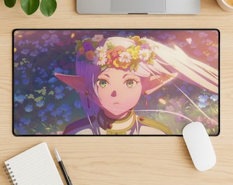 Frieren Mouse Pad, Beyond Journey End Anime Desk Mat, Fantasy Gaming Extended Desk Pad, Stitched Edge Non Slip Gift