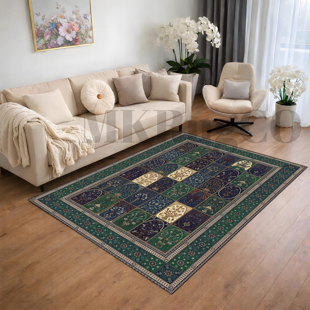 Ornamental Panel Garden Design Area Rug, Archway Pattern Carpet ...