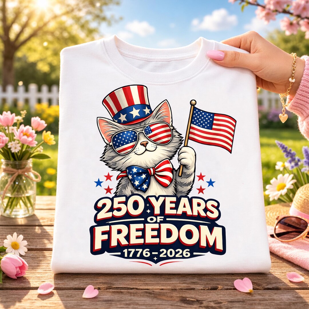 USA 250 Years of Freedom Cat PNG, Patriotic, 4th Fourth of July Shirt ...