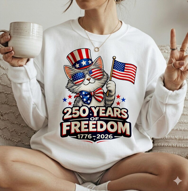 USA 250 Years of Freedom Cat PNG, Patriotic, 4th Fourth of July Shirt ...