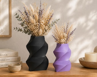 Jarrón espiral mate – Decoración moderna impresa en 3D – Varios tamaños y colores – Jarrón minimalista para flores secas – Estilo escandinavo