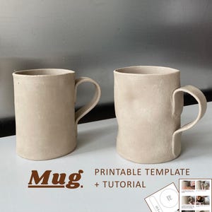 Printable Pottery Mug Template with easy Step-by-Step Guide, Ceramic Slab Template for Instant Download, Pottery Tutorials for Plate