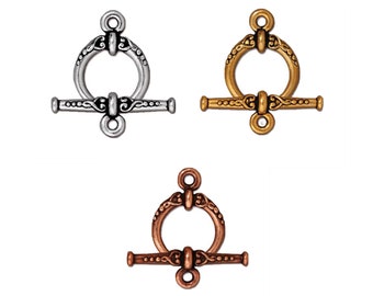 TierraCast Heirloom Design 20mm Toggle Clasp Antiqued Silver, Gold or Copper Finish