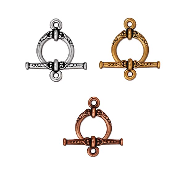 TierraCast Heirloom Design 20mm Toggle Clasp Antiqued Silver, Gold or Copper Finish