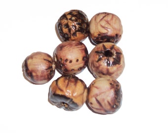 Swazi African Clay Bead Strand Fair Trade Beads - Honey Brown Glaze, Varied Decor