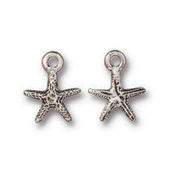 TierraCast Small Starfish Charm Silver 2pc.- Antique Finish