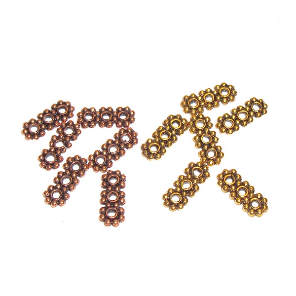 TierraCast Multi Strand 3 Hole Beaded Bar Gold or Antique Copper -6 Pc.