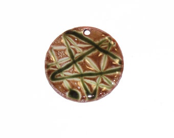 Torch Fired Copper Enamel Pendant USA Made Artisan Designed by C-Koop Beads