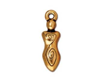 TierraCast Goddess Charm Gold 2pc - Antique Finish