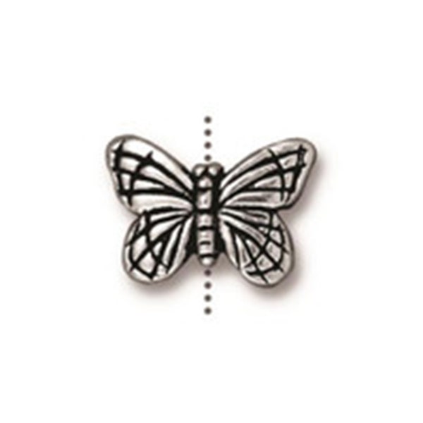 TierraCast Monarch Butterfly Bead Silver 1pc - Antique Finish