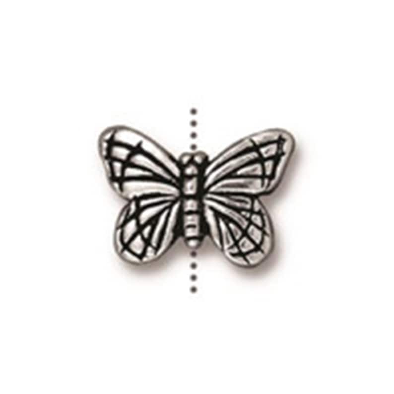 TierraCast Monarch Butterfly Bead Silver 1pc Antique Finish image 1
