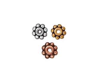 TierraCast Beaded Heishi 4mm Spacer Bead Antique Silver, Gold or Copper Finish - 30 pc.
