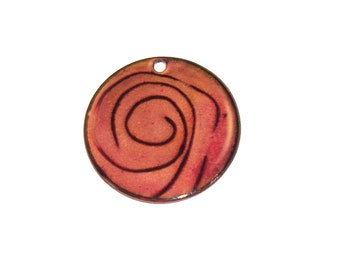 Torch Fired Copper Enamel Pendant USA Made Artisan Designed by C-Koop Beads