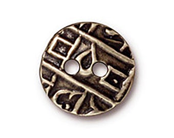 TierraCast Round Coin Button Brass Oxide 2 Pc. - Antique Finish