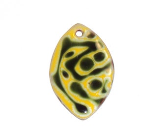 Torch Fired Copper Enamel Pendant USA Made Artisan Designed by C-Koop Beads