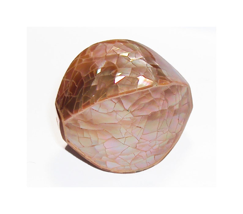 Large Focal Bead or Pendant Four Sided Polygon Abalone Shell Mosaic Inlay Bead Mother of Pearl