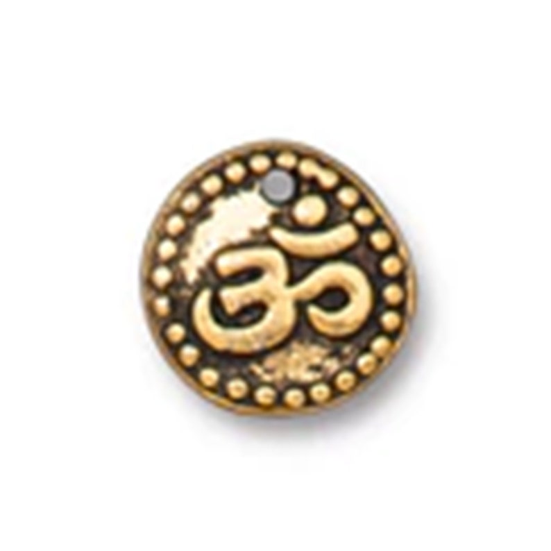 Antique Finish TierraCast OM Charm Drop Gold or Copper 4 Pc. Silver