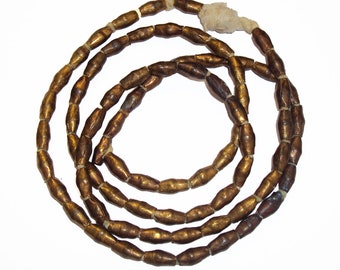 Ethiopian Oromo Brass African Trade Beads Handmade Bicone Folded Tube Bead Strand