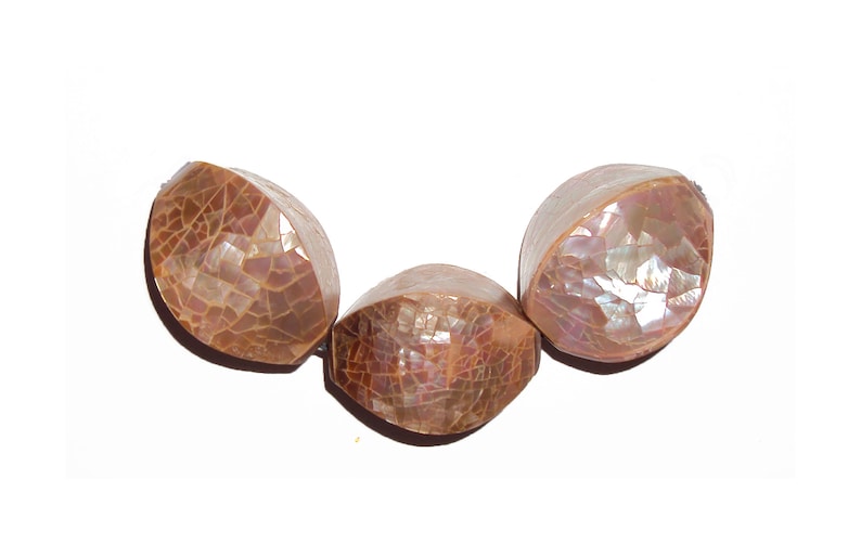 Large Focal Bead or Pendant Four Sided Polygon Abalone Shell Mosaic Inlay Bead Mother of Pearl