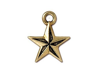 TierraCast Nautical Star Charm Gold 2pc - Antique Finish