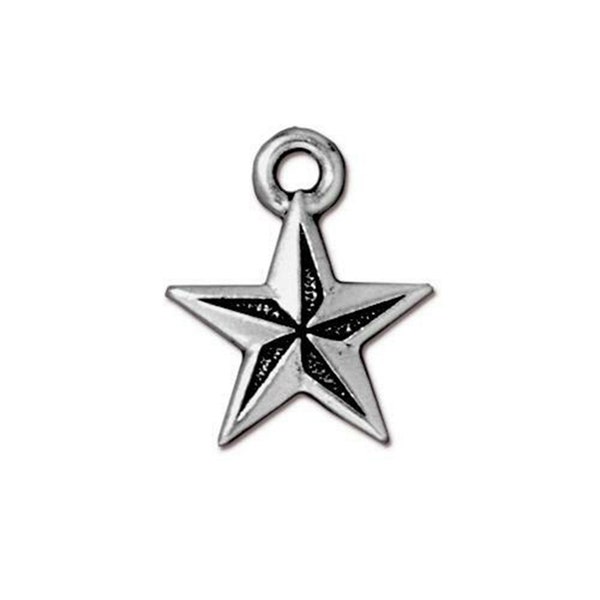 TierraCast Nautical Star Charm Silver 2pc - Antique Finish