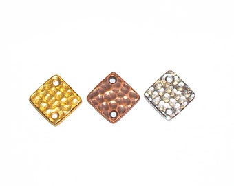 TierraCast Diagonal Diamond Hammertone Link Connector, Silver, Gold or Antique Copper - 4 pieces